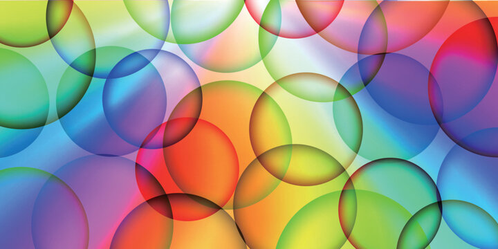 Vibrant and colorful overlapping bubbles pattern background