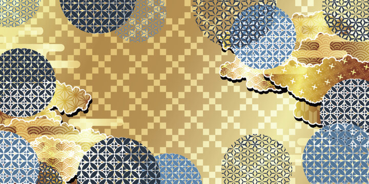 Elegant Golden Japanese Pattern Background with Circles