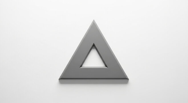 Minimalist grey triangle with a triangular hole in the middle