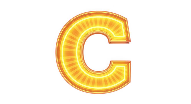 Shiny golden letter C balloon isolated isolated on transparent background