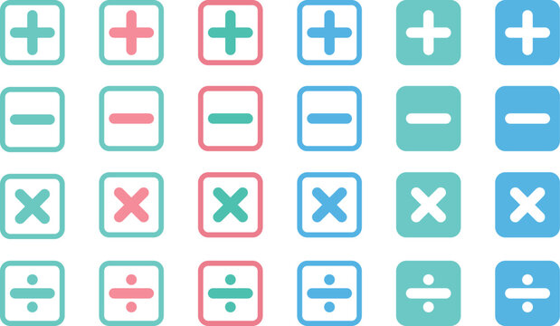 math operator button icon set plus minus multiply divide calculator