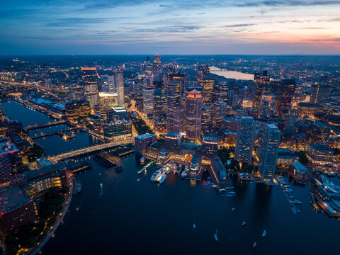Boston skyline at night
