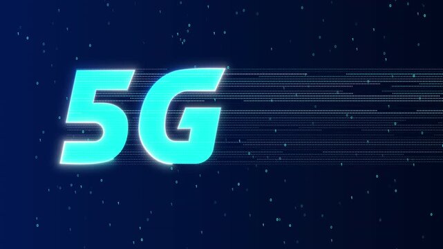 5G Technology Logo with Digital Data Speed Video Animated Background