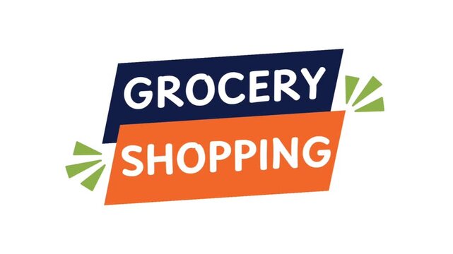 Grocery Shopping Text Reveal Banner Animation Sale Supermarket Market Retail Food Store Promo Design Motion Graphics