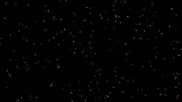 Abstract motion graphics of red and white playing card suit symbols scattered over a black background.