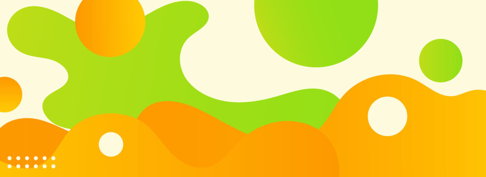 Abstract wave fluid background and backdrop. Orange and green color shapes pattern on bright background concept wave design. ilustration