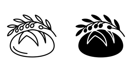 Fototapeta premium Artisan Bread Icons, Bakery Logo Elements, Olive Branch Vector Graphics, Food Business Symbols