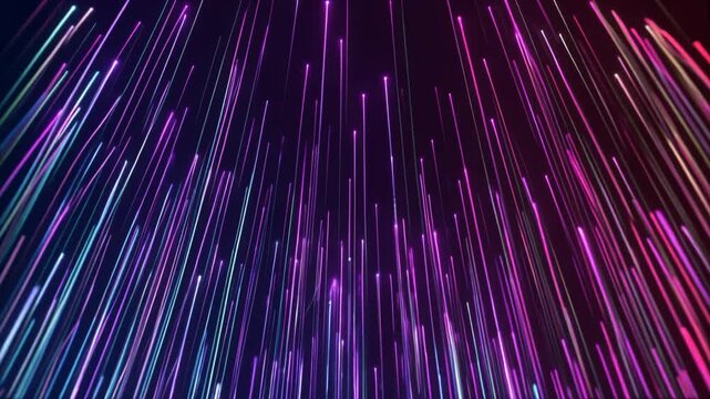 Futuristic Glowing Vertical Neon Lines 4K Generative AI