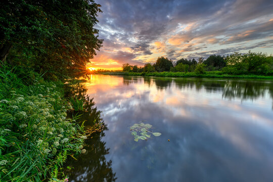 Beautiful summer morning over the river banks