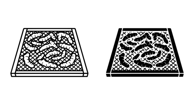 Drying Rack with Food Items, Food Dehydrator Tray, Food Preservation Process, Vector Icons