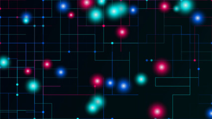 Colorful glowing dots on dark space background © Farid