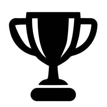 Black silhouette icon of a trophy cup for sport or business achievement symbol with achievement, business