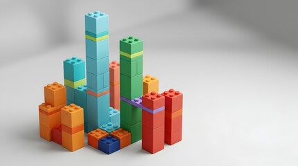 Naklejka premium Modular business growth chart concept with colorful interlocking plastic bricks