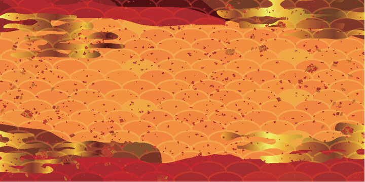 Traditional Japanese Style Gold and Red Pattern Background