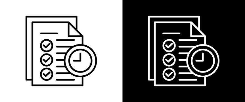 Project Management white and black icon set design
