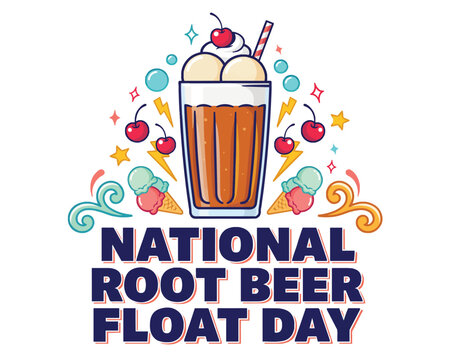 NATIONAL ROOT BEER FLOAT DAY vector illustration isolated on white background