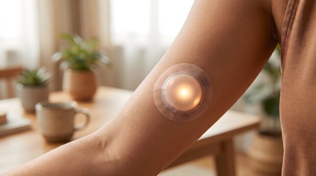 Smart wearable temperature sensor patch on arm for continuous health monitoring
