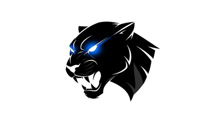 Obraz premium Bold Black Panther Logo with Glowing Blue Eyes