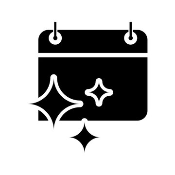 Minimal calendar icon with sparkle stars representing AI scheduling, smart planning, reminders, and productivity tools.
