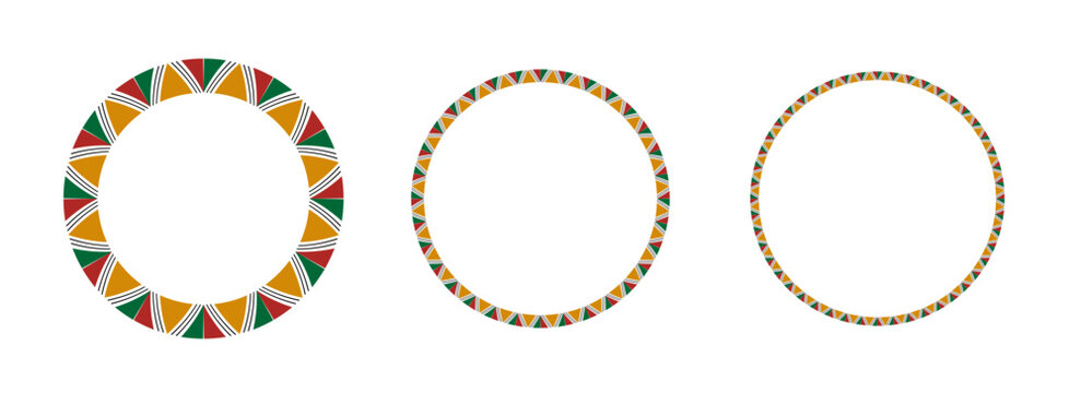 Mexican pattern circle frame. African ethnic motif border.triangular ornament round frame. Mexican text frame. Aztec culture ornament.EPS10 illustration on white background.