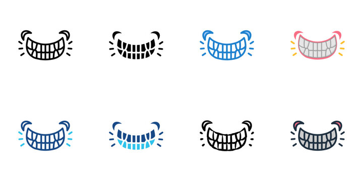 Bite icons set multiple style collection. Editable stroke 