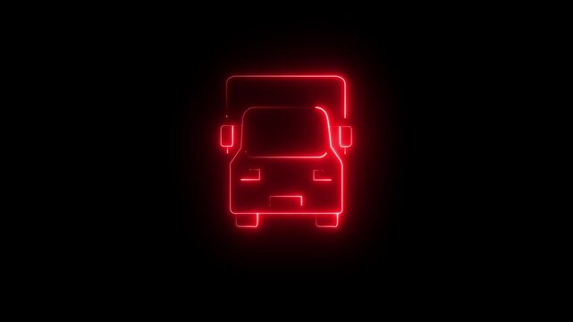neon animated truck icon featuring a modern line design for delivery, logistics, shipping, freight, transportation, courier, and supply chain concepts. Perfect for e-commerce, warehouse management,
