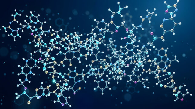 Intricate network of interconnected molecules and atomic structures