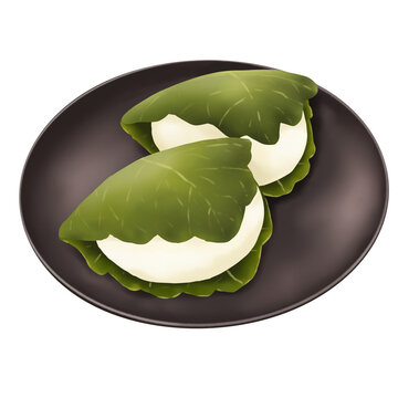お皿にのった柏餅のイラスト