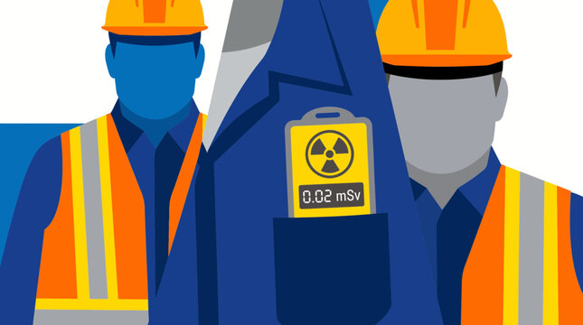 Radiation Monitoring Badge Dosimeter Worn by Nuclear Plant Worker