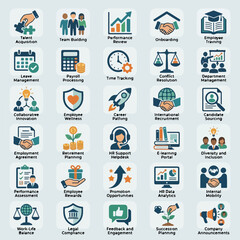 Fototapeta premium Human Resources and Employee Management Icon Set Collection