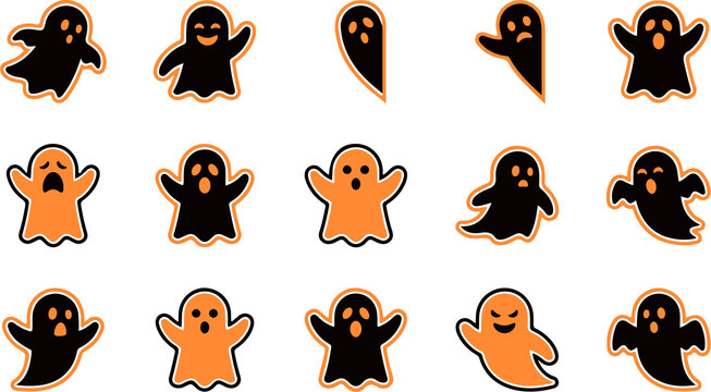 Halloween ghost vector icon bundle 001