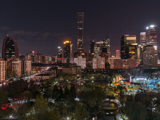 Fototapeta premium Beijing's CBD skyline: a bustling metropolis with a technological feel.
