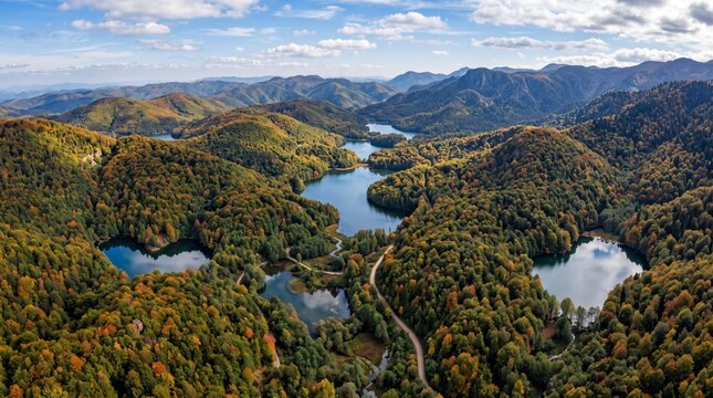 Turkey Yedigoller National Park Scenic Bird View