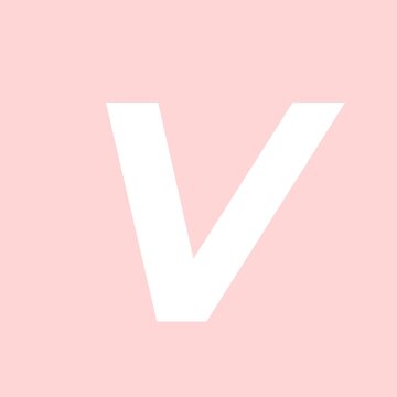 Letter V Logo White on Pastel Pink Background Alphabet Icon Branding Symbol Monogram Typography