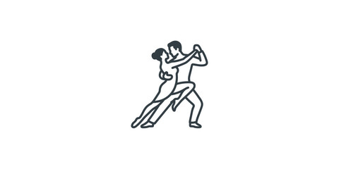 Fototapeta premium Minimalist line art illustration of a couple dancing tango together.