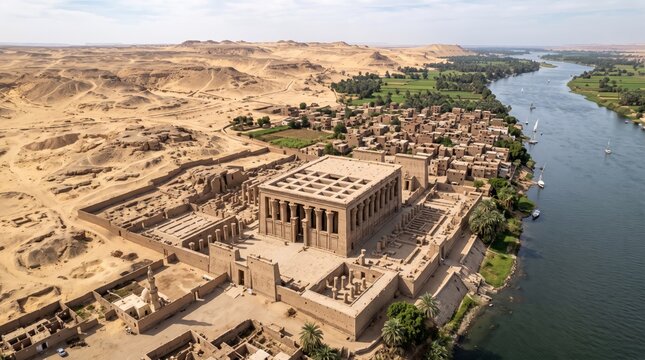 Egypt Esna Temple Natural Landscape Panorama