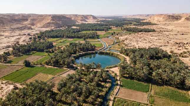 Egypt Cleopatra Spring Siwa Desert and Nile Landscape
