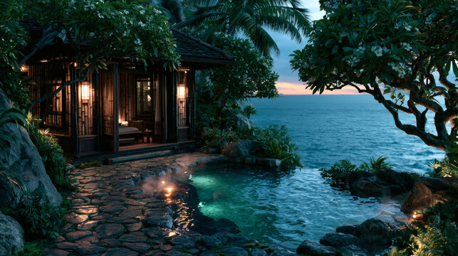 swimming pool at night