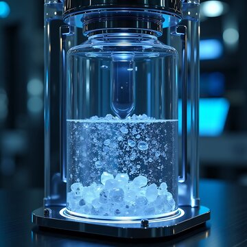 Saturated Chemical Solution Forming Geometric Crystals Inside Modular Glass Reactor