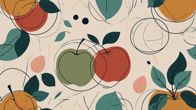 Pattern seamless texture abstract  with apple and leaves background
