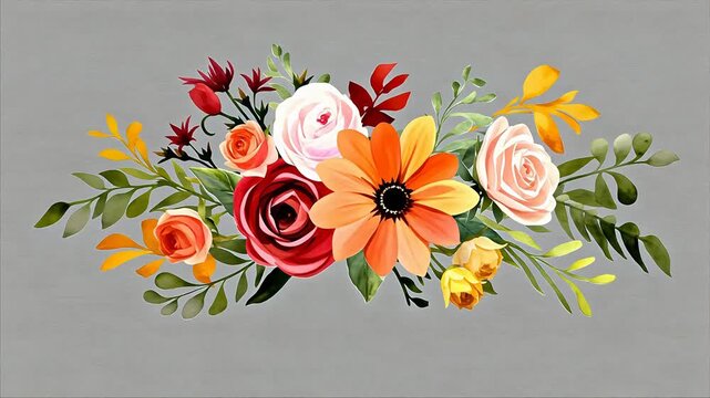 Digital vintage watercolor floral bouquet abstract background