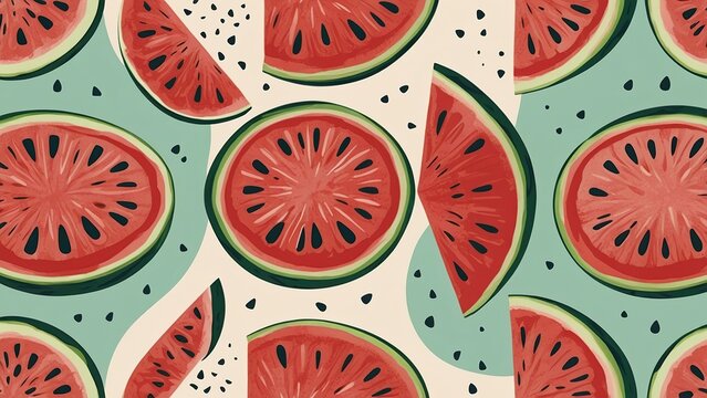 seamless pattern with watermelon