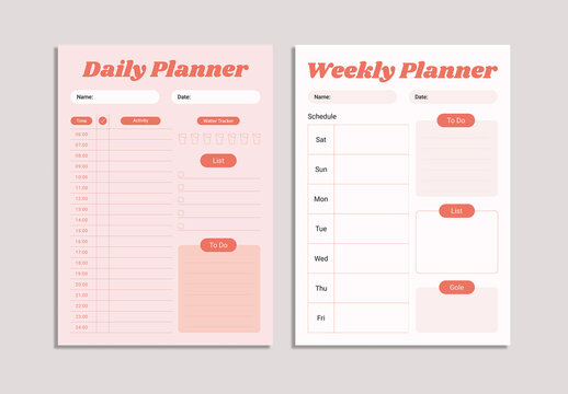 Minimal Daily and Weekly Planner Template Vector