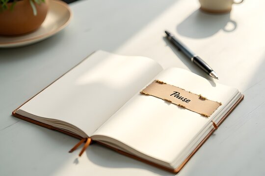 Pause Notizbuch mit Stift f&uuml;r kreative Gedanken