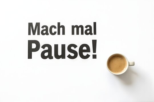 Pause Konzept mit Kaffeetasse auf wei&szlig;em Hintergrund