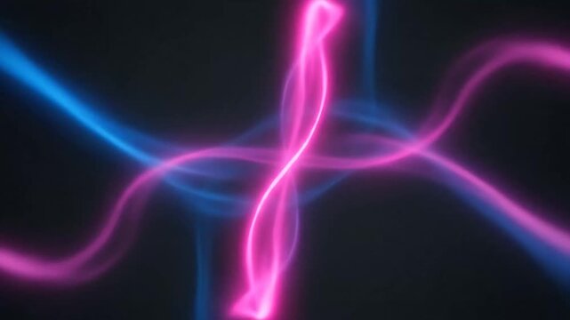 Dynamic Neon Light Trails Converging and Diverging in a Futuristic Visual Display