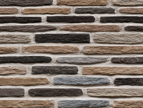 Textured stone wall with staggered rectangular and irregular shapes