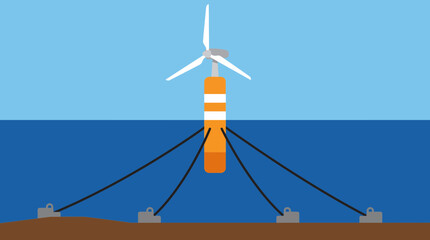 Floating Wind Turbine Spar Buoy Anchored System © Bima