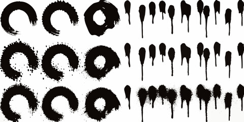 black spray paint graffiti strokes on white background urban art street splatter dripping effect artistic expression design creative texture vector illustration graphic element © Titul
