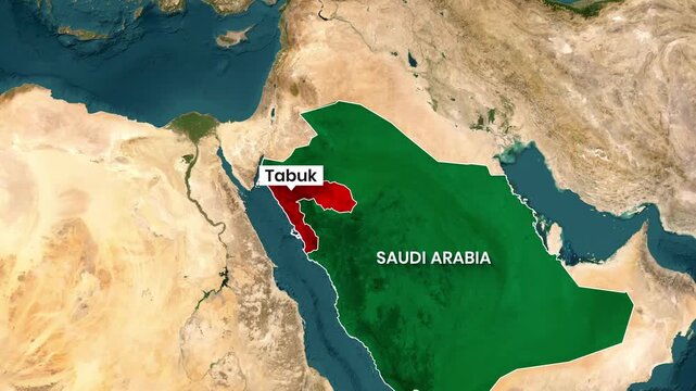 Saudi Arabia Map Animation Showing Tabuk Province Boundary and Label